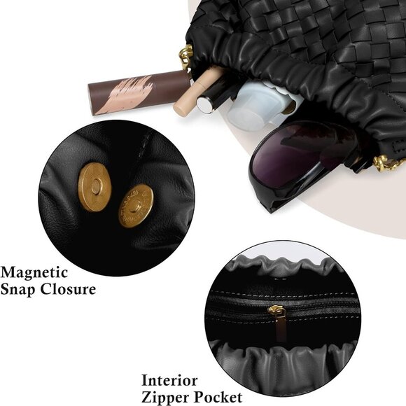 Woven Women's Crossbody Bag & Evening Purse, Trendy Dumpling Clutch & Hobo Cloud - Picture 6 of 7